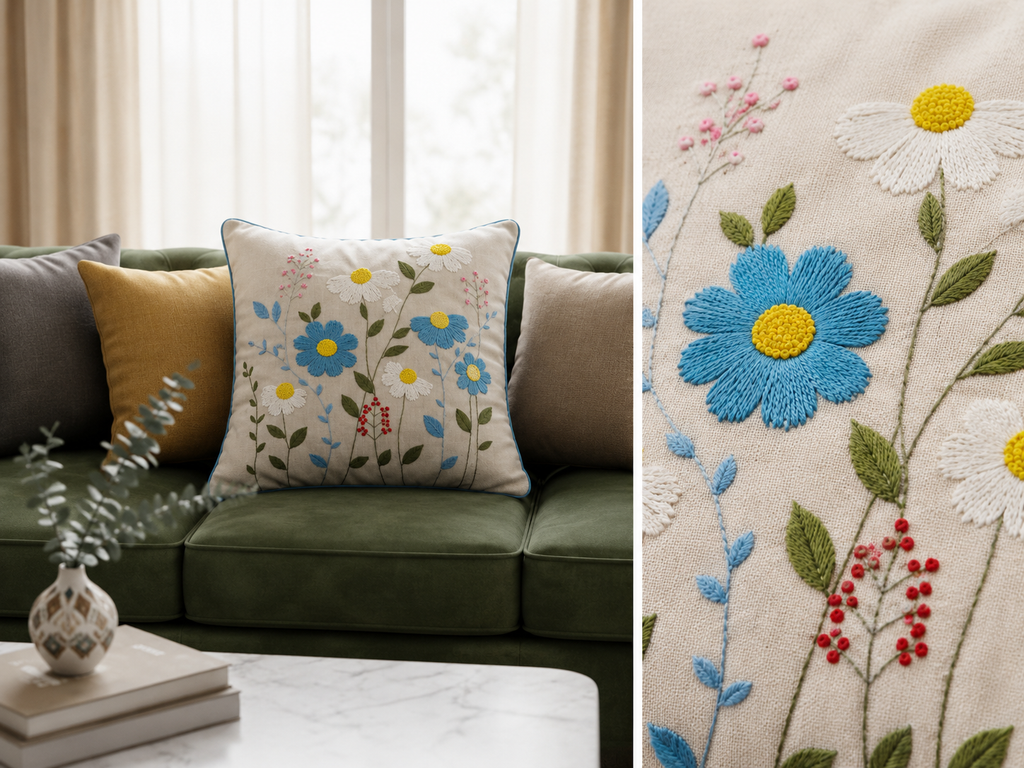 CUSHION COVERS EMBRODIERY - BED LINEN