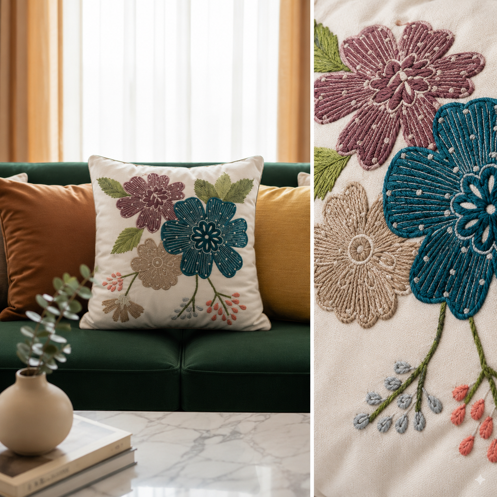 CUSHION COVERS EMBRODIERY - BED LINEN