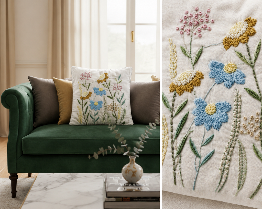 CUSHION COVERS EMBRODIERY - BED LINEN