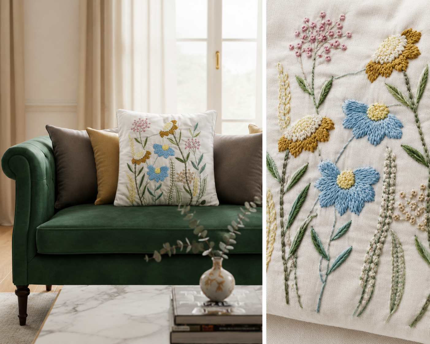 CUSHION COVERS EMBRODIERY - BED LINEN