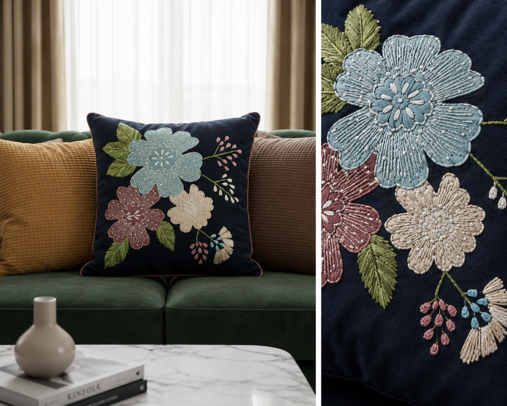 CUSHION COVERS EMBRODIERY - BED LINEN