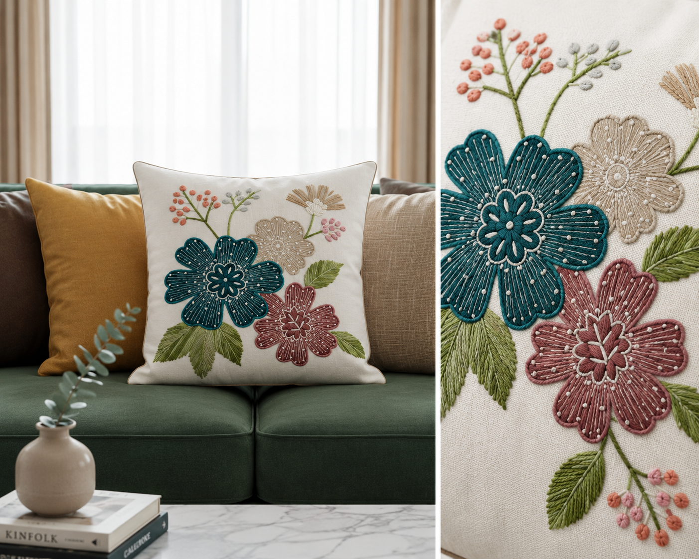 CUSHION COVERS EMBRODIERY - BED LINEN
