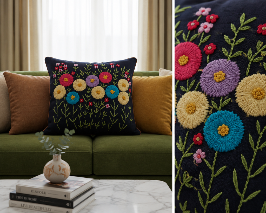 CUSHION COVERS EMBRODIERY - BED LINEN