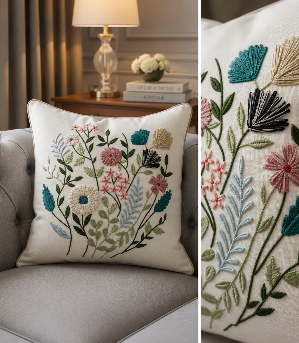 CUSHION COVERS EMBRODIERY - BED LINEN