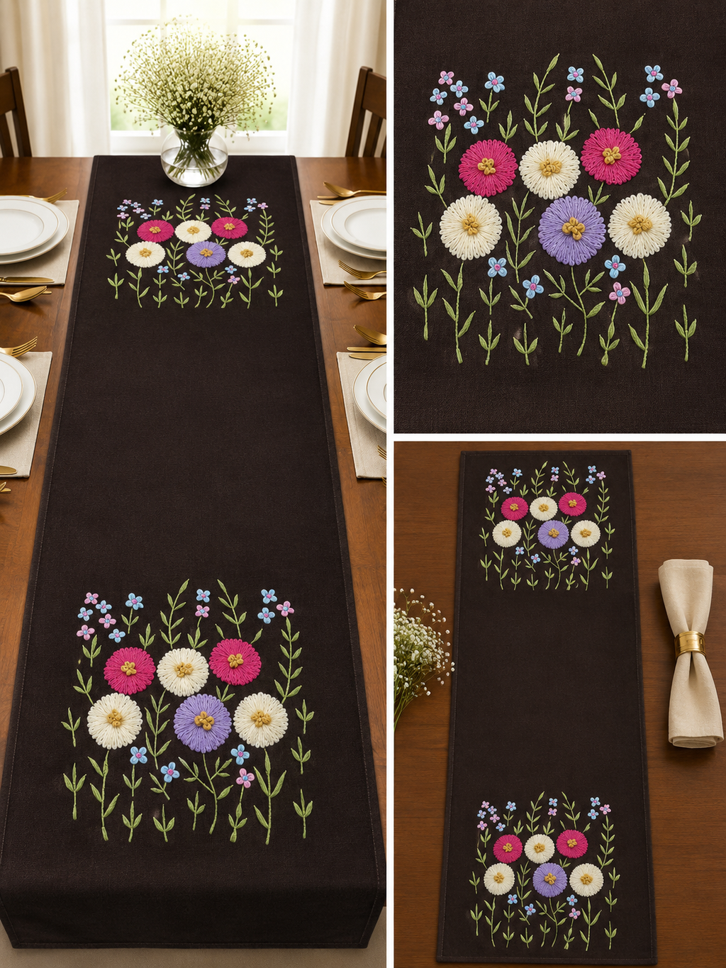 Classic Embroidered Table Runner