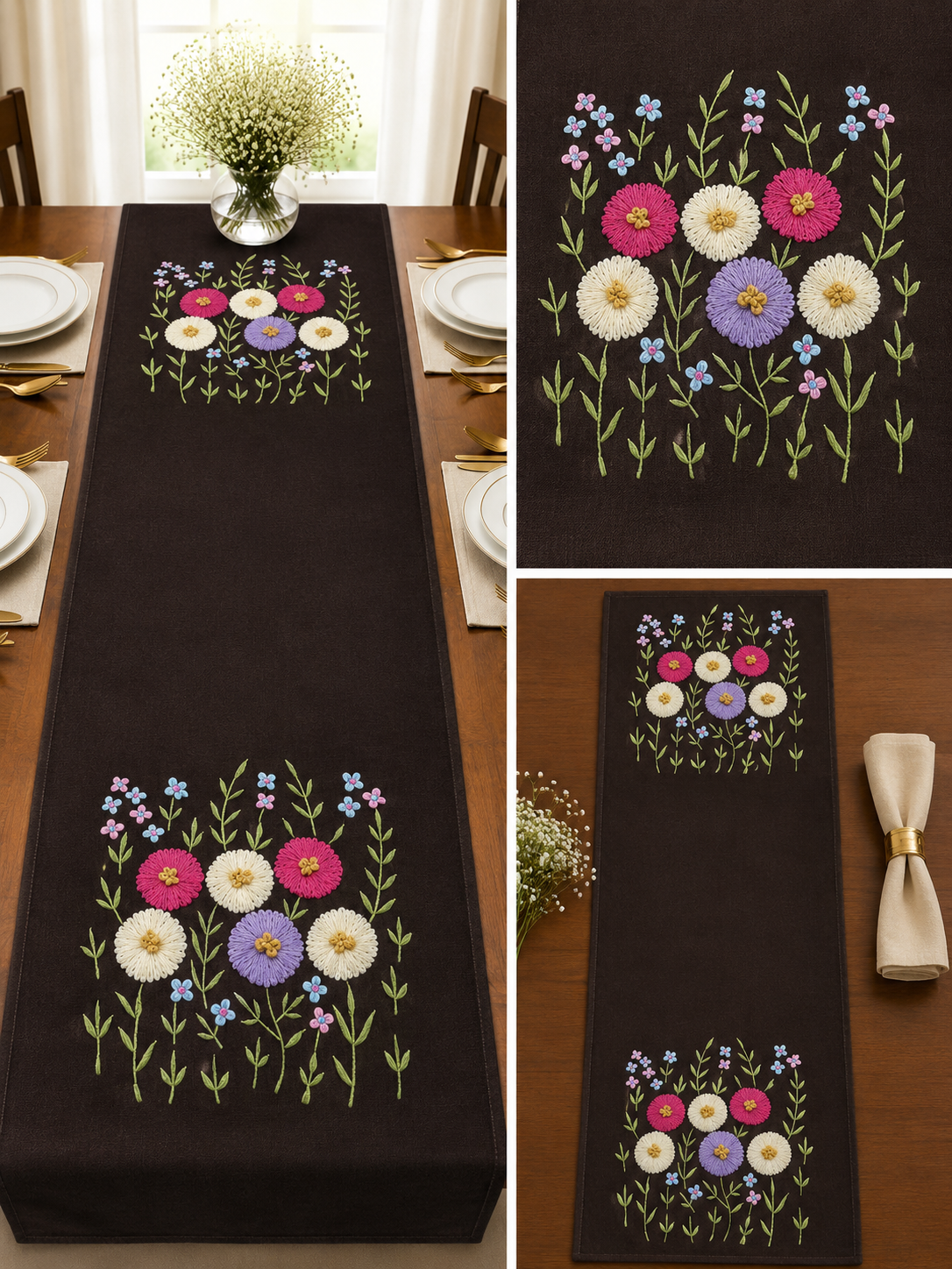 Classic Embroidered Table Runner