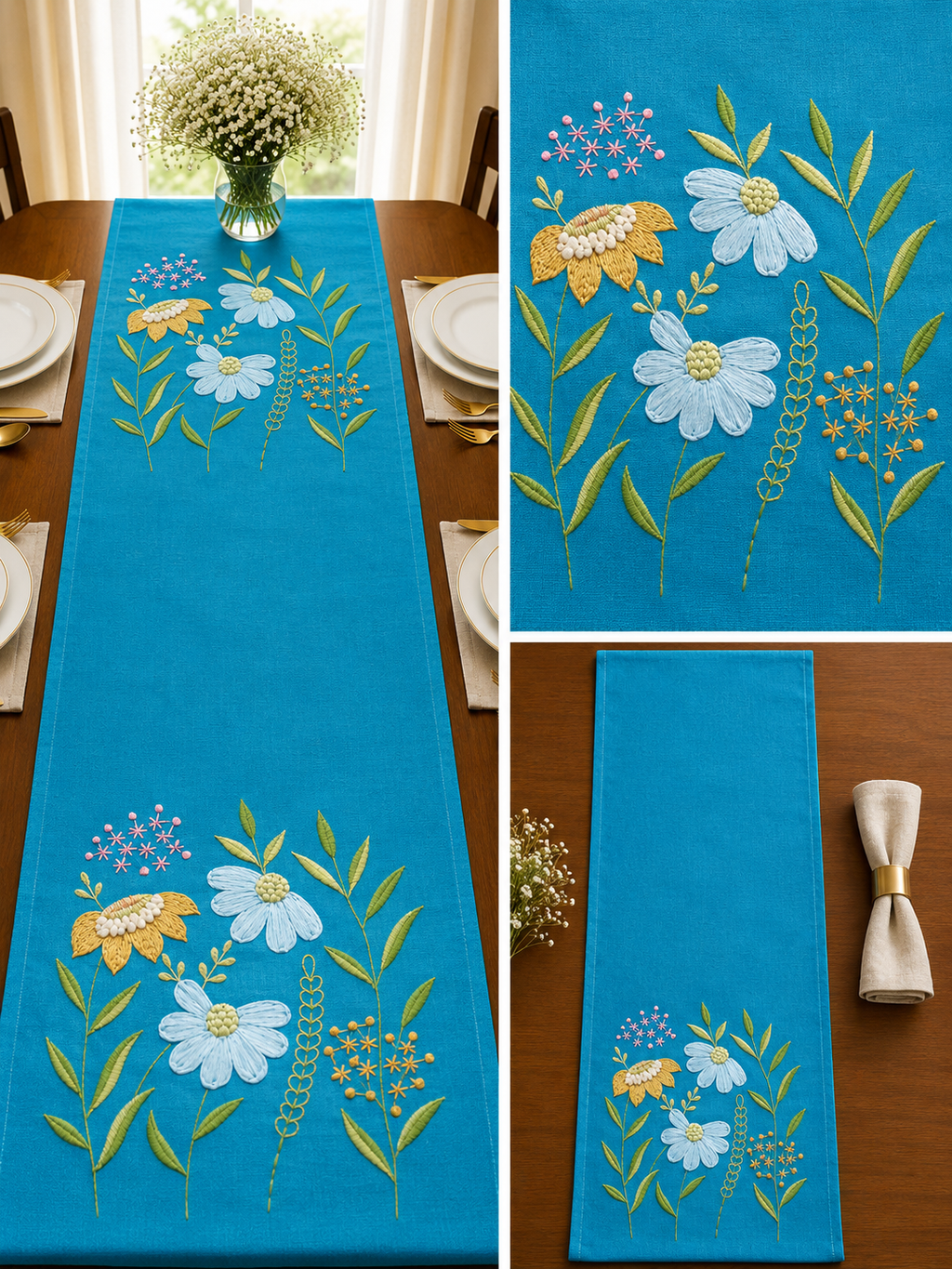 Classic Embroidered Table Runner
