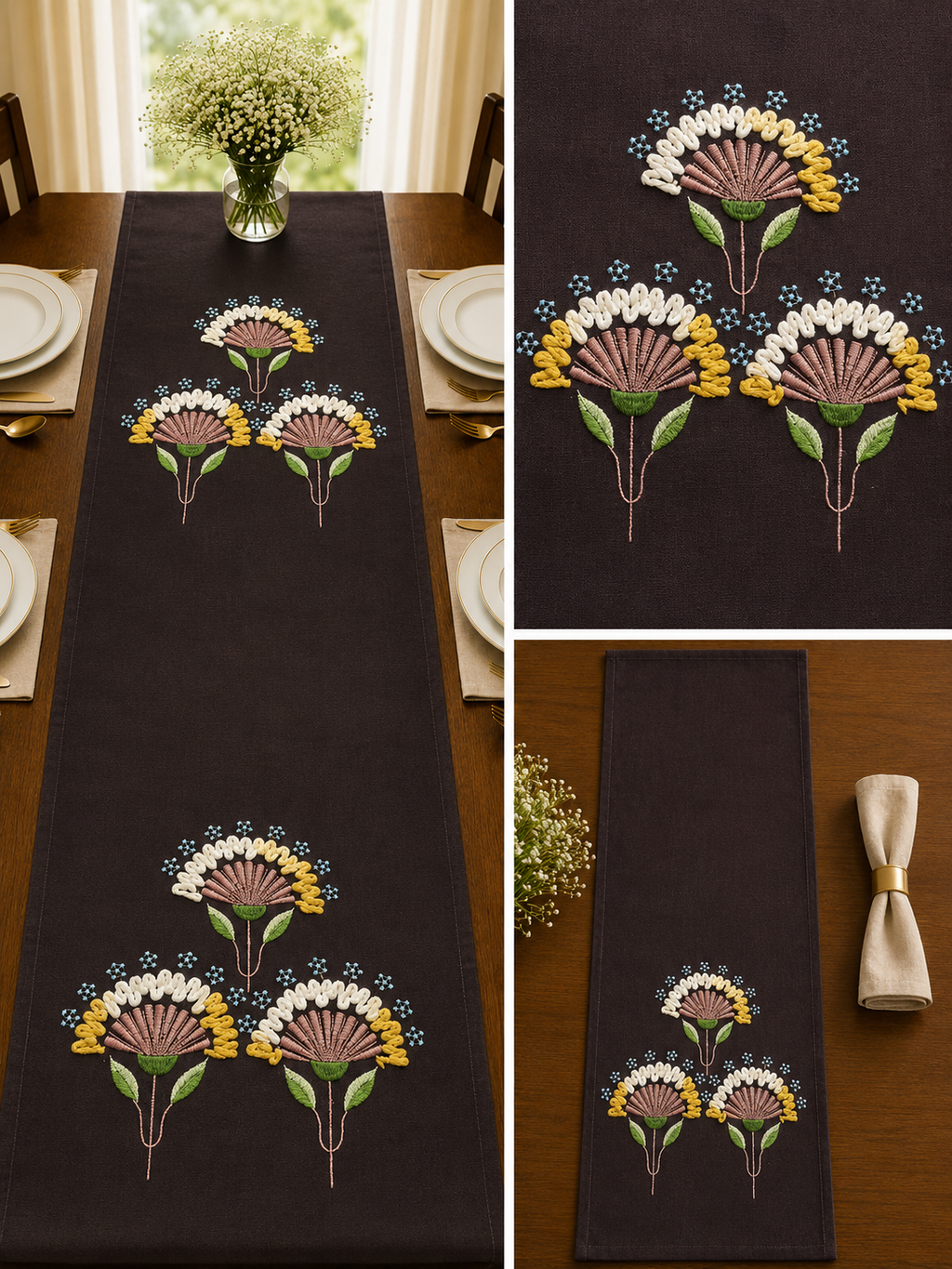 Classic Embroidered Table Runner