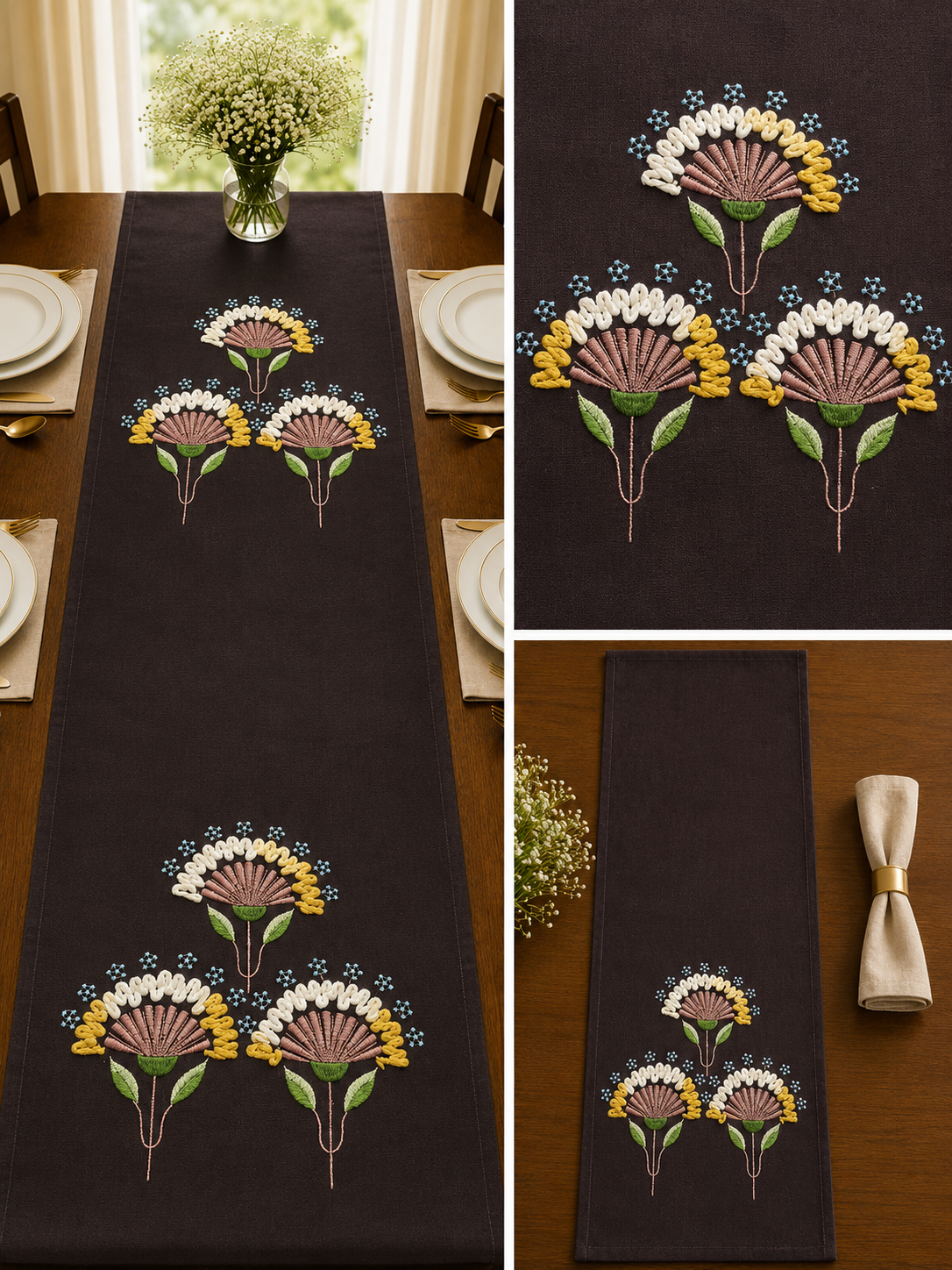 Classic Embroidered Table Runner