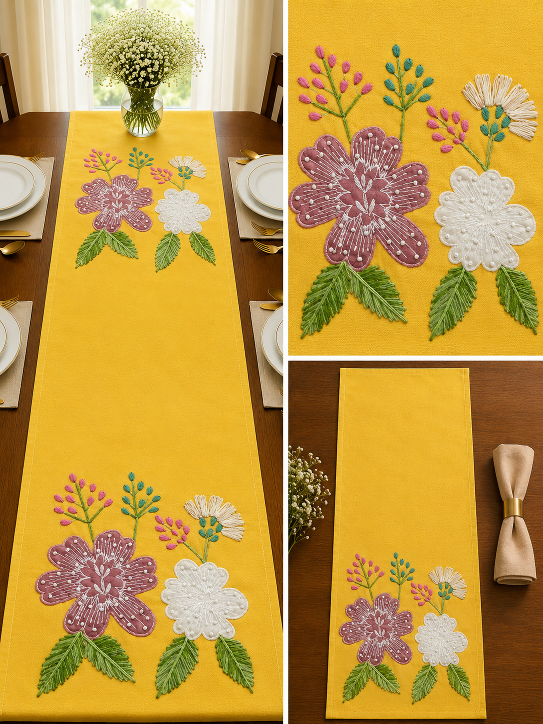 Classic Embroidered Table Runner