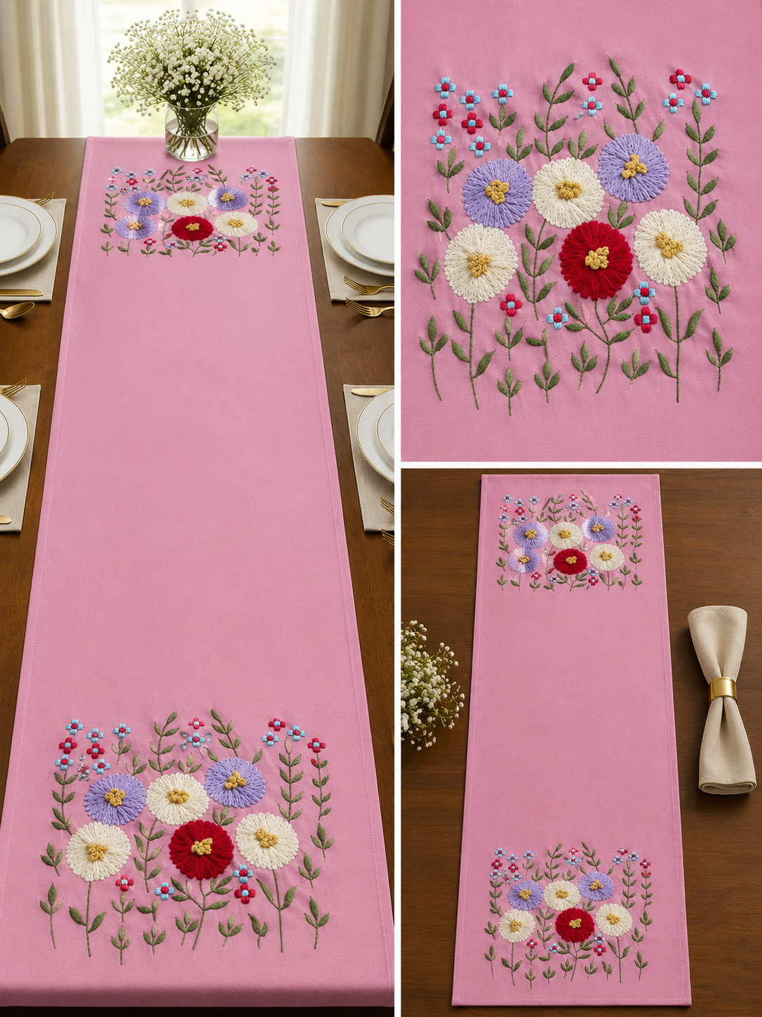 Classic Embroidered Table Runner