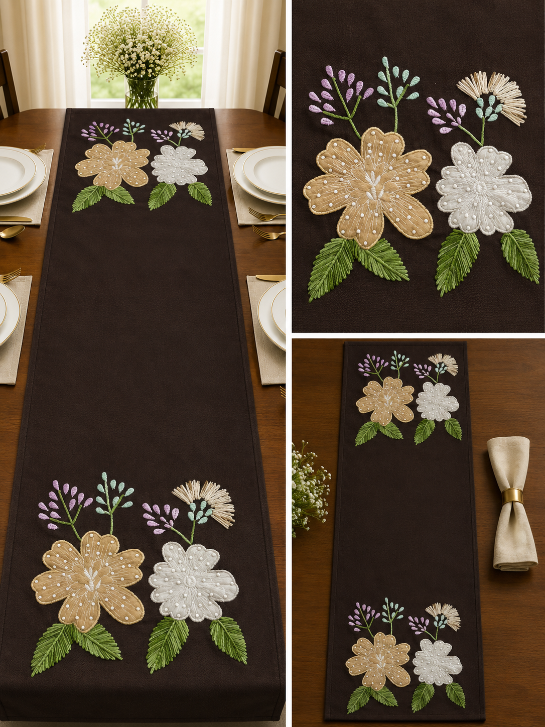 Classic Embroidered Table Runner