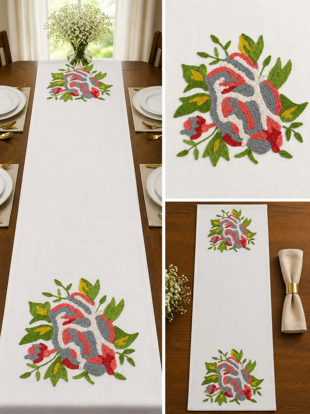 Classic Embroidered Table Runner