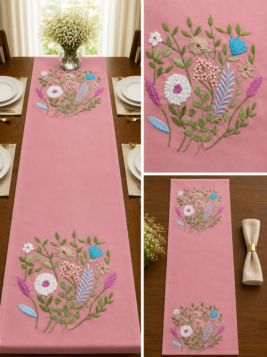 Classic Embroidered Table Runner
