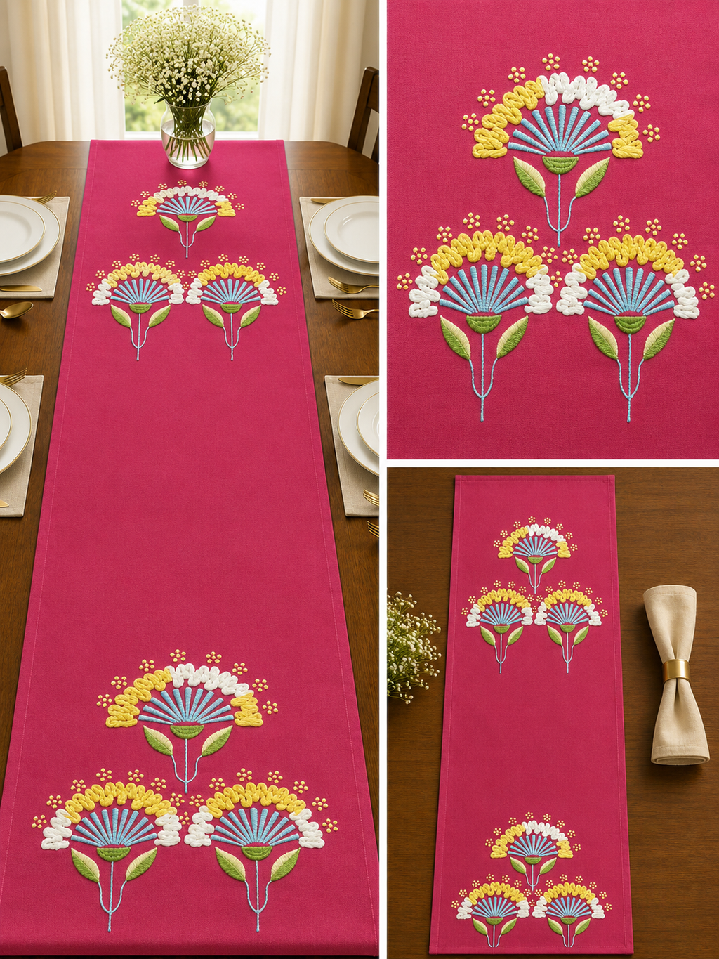 Classic Embroidered Table Runner