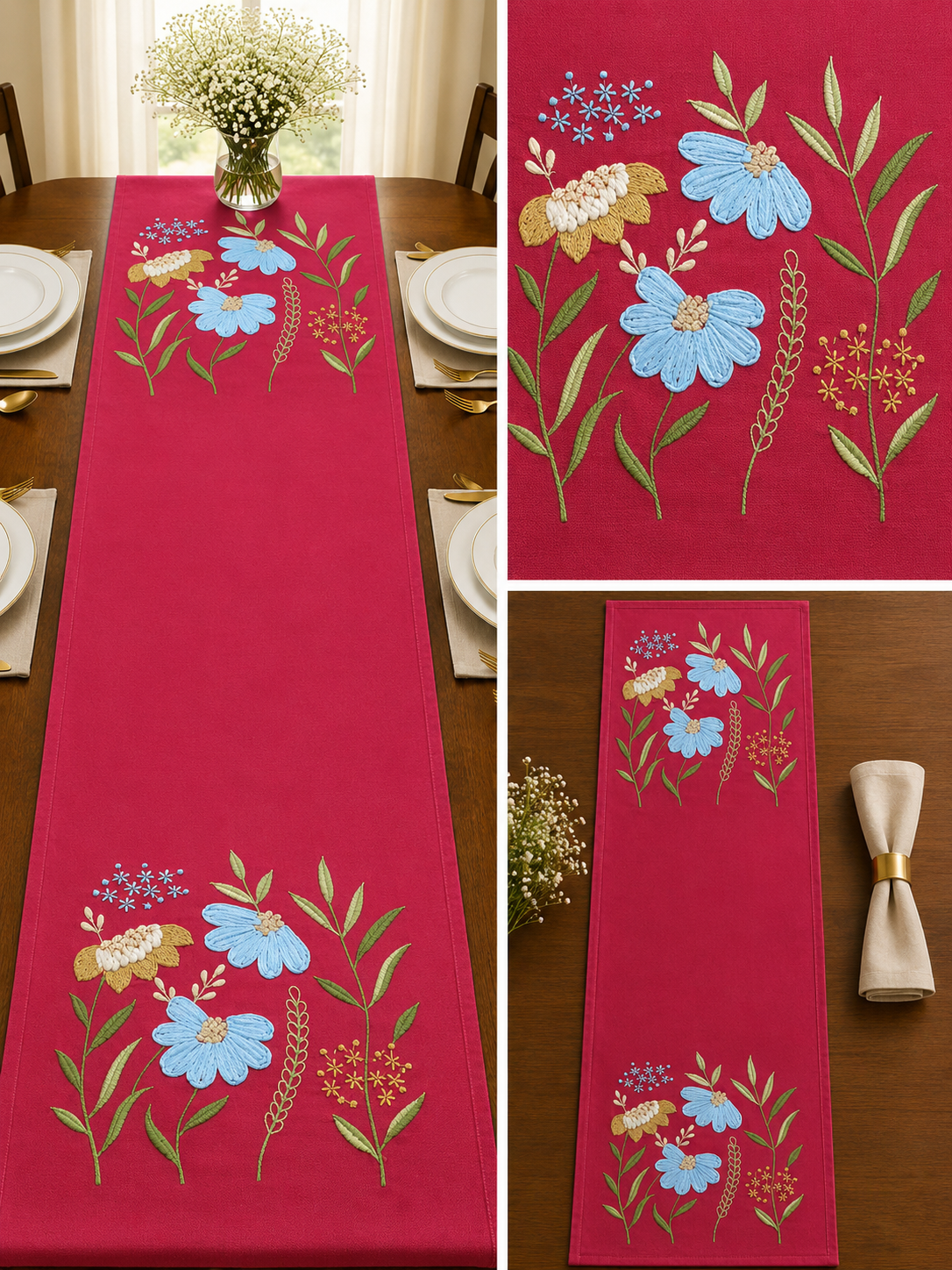 Classic Embroidered Table Runner