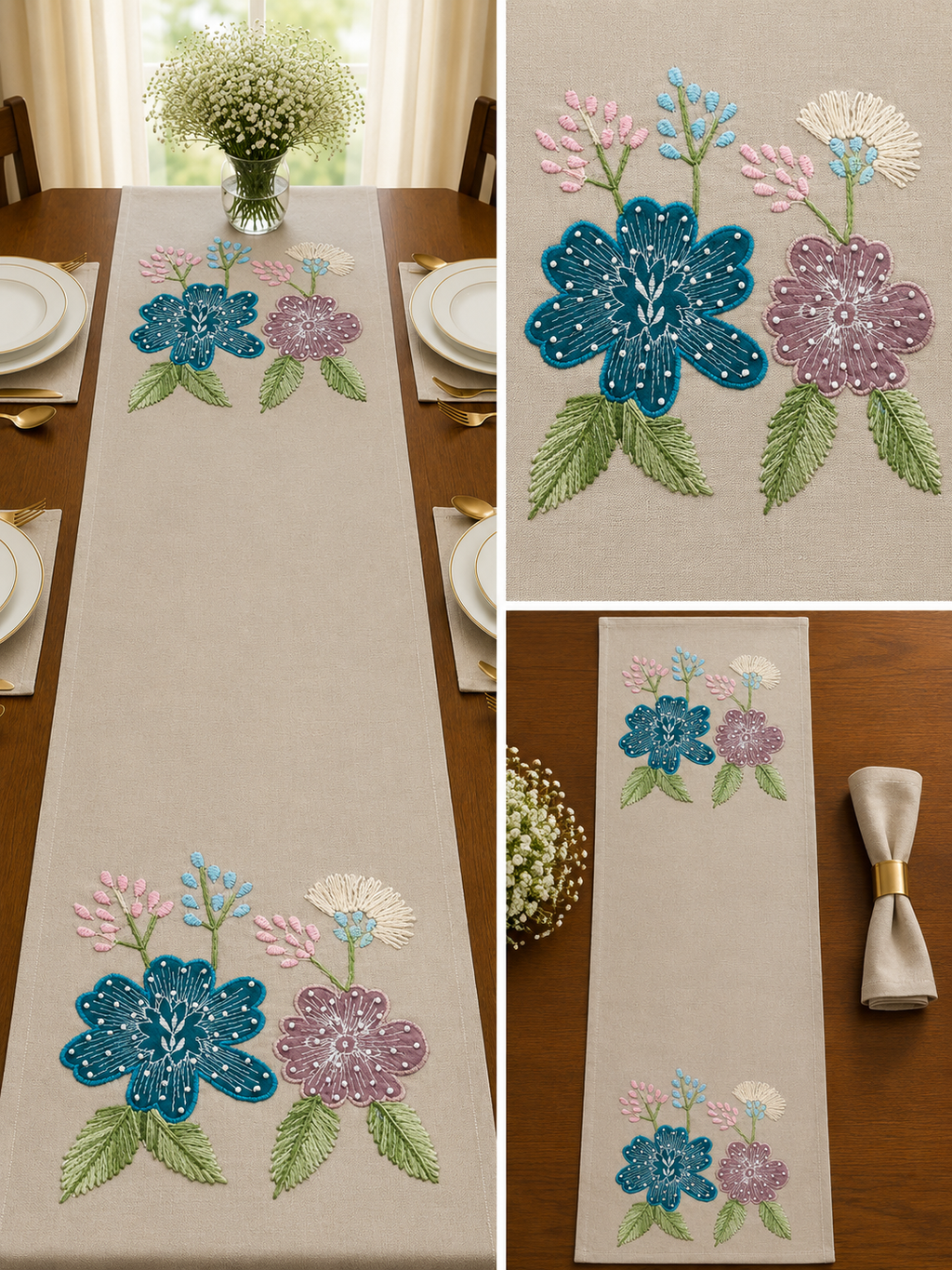 Classic Embroidered Table Runner